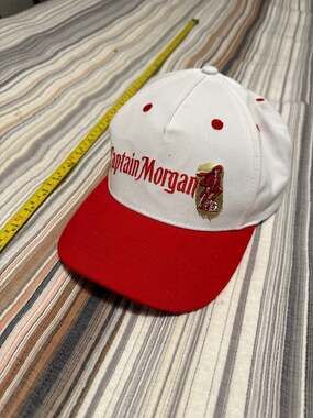 Captain Morgan Embroidered Logo Baseball Cap Red and White Adjustable Snapback H